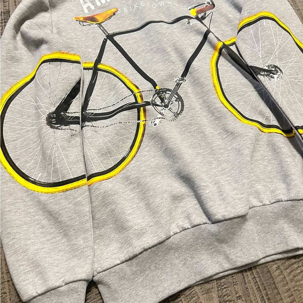 Fox Originals Gray Hoodie with Giant Bicycle and Yellow Accents - Picture 2 of 8
